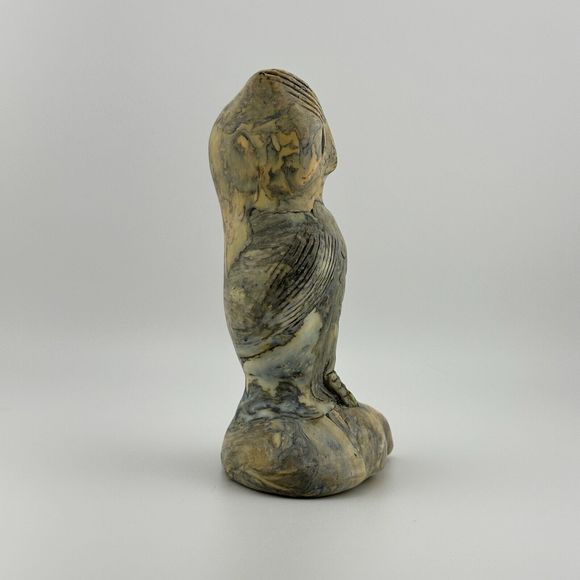 Vintage 1960's Crushed Oyster Shells Owl Figurine Sculpture Handmade Tan 4.75" H - Picture 6 of 10